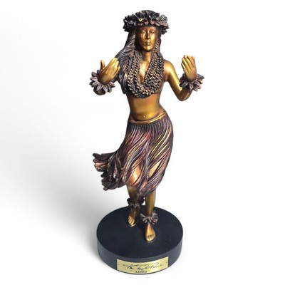 ALOHA Girl Large 13'' Bronze Resin Statue Hawaiian Dancer by Kim Taylor Reece