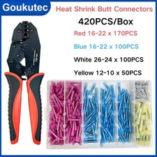 420Pcs Waterproof Heat Shrink Wire Connectors Butt Seal Terminals Crimper Pliers