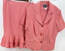 Vintage Sweet Woman Suit Skirt Set Red Whit Check Ruffle Flower Women s 18