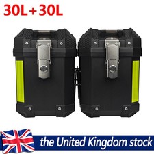 30L+30L Motorcycle Plastic Hard Trunk Saddlebags Saddle Bags Side Box W/ Bracket