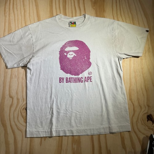 A Bathing Ape Big Ape Head Logo T-Shirt White Pink Glitter Graphic Men's Large