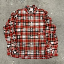 VTG 70s Golden Key Red Plaid Flannel Shirt Med Rockabilly Cotton Blend USA Made