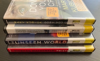 Bundle of 4 Audiobooks MP3/CD Suspense/Mystery Kubica, Baldacci, Moore, MacDonal