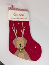 Pottery Barn Kids Quilted Stocking Dog With Bell "Colton" Monogram