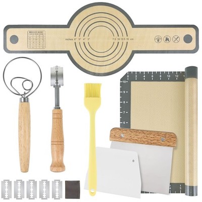 Bread Making Tools Set of 7, Including Silicone Pastry Mat, Round Baking Mat,...
