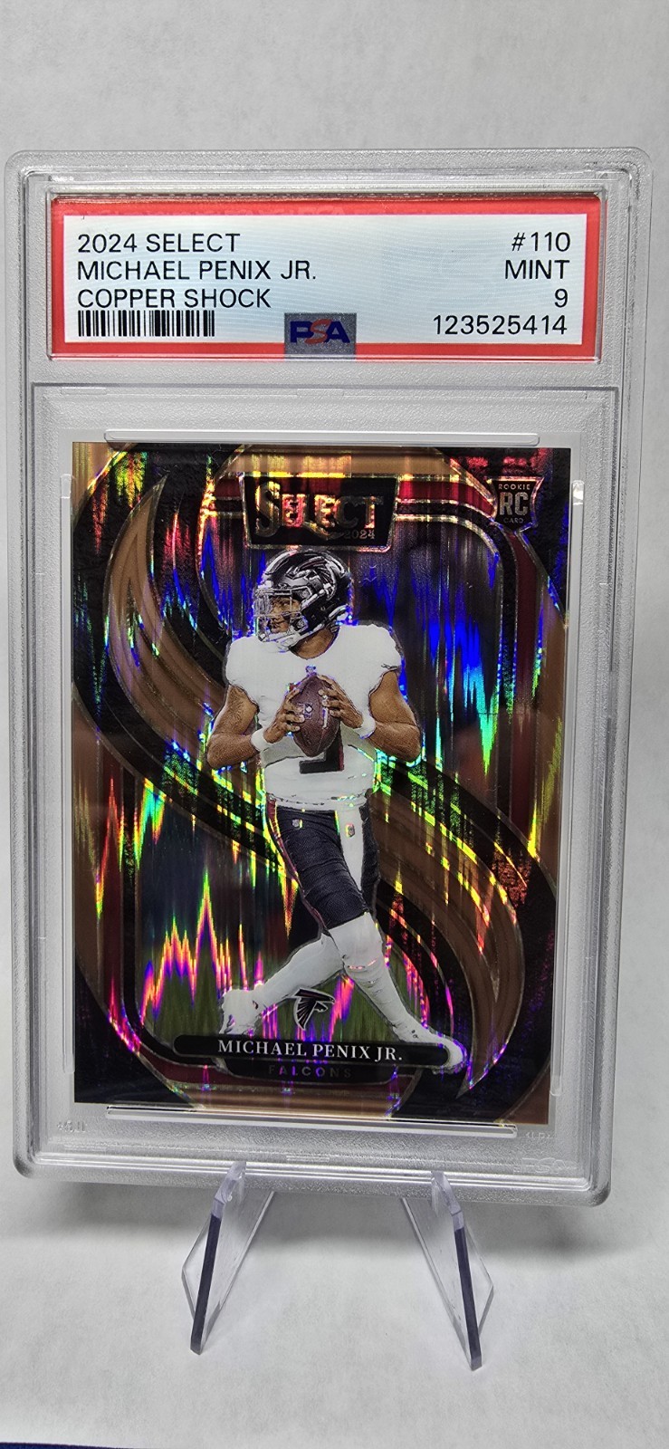 2024 Panini Select - Michael Penix Jr. #110 Copper Shock Prizm /299 PSA 9