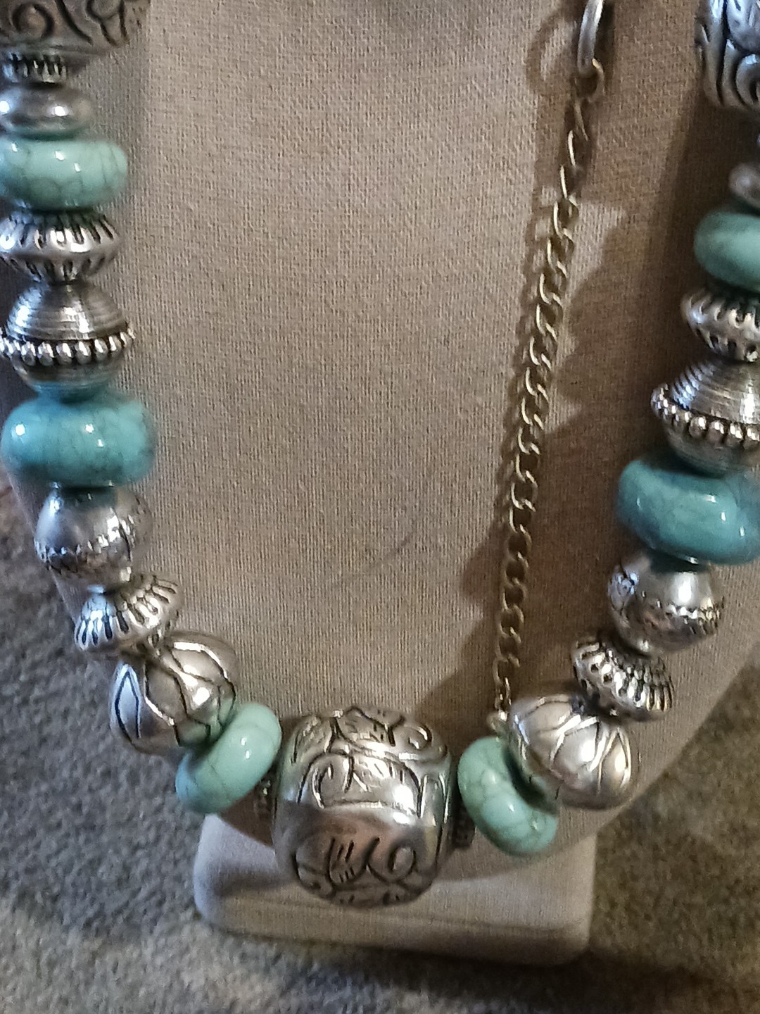 Chico's Turquoise / Silver Large Statement Neckla… - image 4