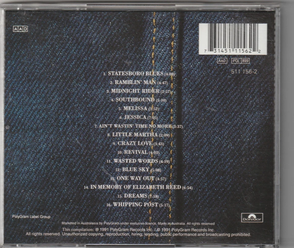 The Allman Brothers Band – A Decade Of Hits 1969-1979 CD - Image 2 of 3