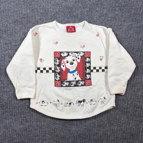 Vintage Disney Sweatshirt 101 Dalmatians Long Sleeve Kids White Graphic Print