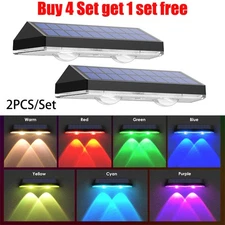 2xLED SolarPower Fence Light Deck Door Wall Stair Step Outdoor Garden Warm Light