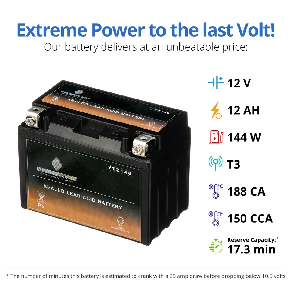 Batería deportiva recargable de alto rendimiento YTZ14S-BS Foto 3 de 4