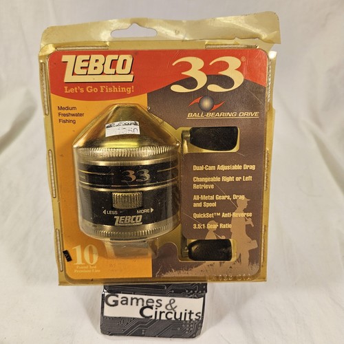 Vintage Zebco 33 Spincast Reel New Sealed USA Medium Ball-Bearing Drive Fishing