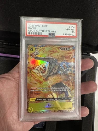 One Piece TCG Sanji Kingdoms of Intrigue OP04-104 Alt Art PSA 10