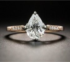 Art Deco 3.10 Ct White Diamond Antique Vintage Wedding Ring 14K Yellow Gold FN