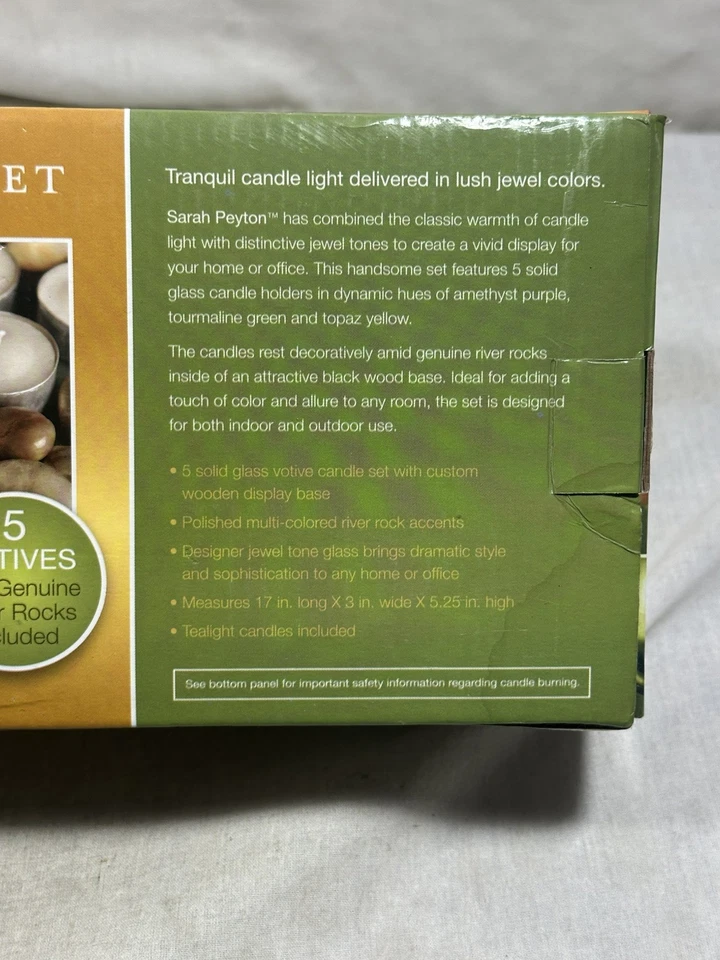 Сара Пейтон дома драгоценности тон свечи комплект w/полированный разноцветный речной рок новый - Изображение 4 из 4