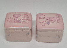 My First Tooth My First Curl Trinket Boxes Kitty Cats Pink NEW