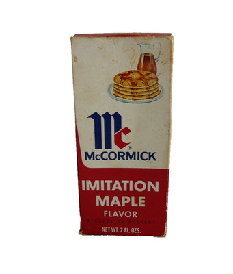 Vintage McCormick Imitation Maple Flavor Bottle & Box Pre-Barcode For Prop