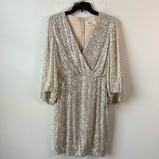 Eliza J Sequins Cocktail Mini Dress Silver 6