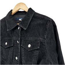 VTG Gap Corduroy Trucker Jacket Womens Medium Made In Canada Black Classic