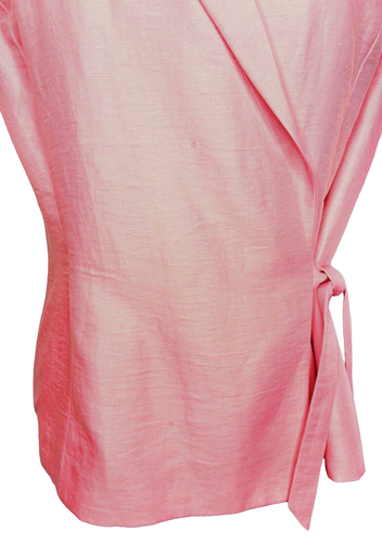 Ann Taylor Loft Sleeveless Pink Linen Wrap Top Sz 12P Petite V Neck Vest Lined - Picture 4 of 10