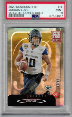 2020 Donruss Elite Jordan Love Gold RC 10/10 Jersey # PSA 9