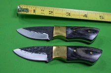 2 Custom Handmade Damascus Steel Fixed 2" Blade Small Knife,Gray Handle,NEW