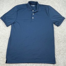 Chaps Sport Polo Shirt Mens Small Blue Performance Stretch Moisture Wicking New