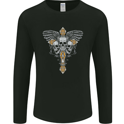 An Ornate Moth Skull Herren Langarm T-Shirt