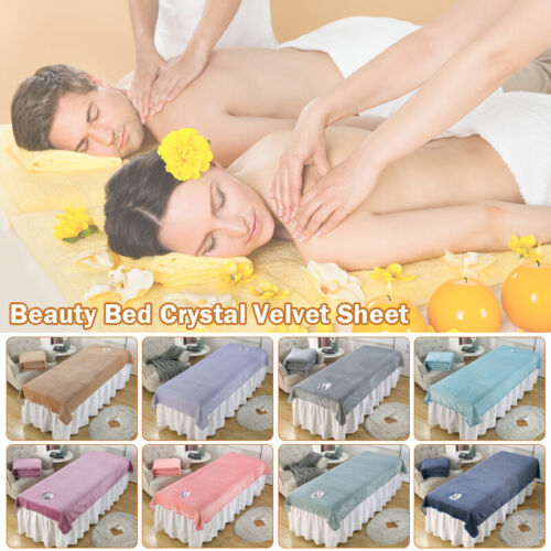 Velvet Herringbone Beauty Salon Massage Table Cover Spa Bed Fitted Sheet W/ Hole - Afbeelding 1 van 19