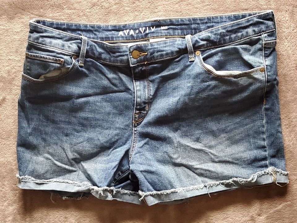 Pantalones Cortos Ava Viv Midi Azul Jean Corte Corto Mujer 20 Mezcla Algodón  Foto 3 de 4