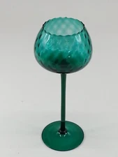 Mid Century Italian Stemmed Teal Green Glass Compote Pedestal Vase Bowl