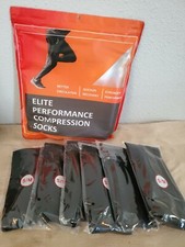 Elite Performance Compression Socks for Women  Men Black 6 Pair Size S/M