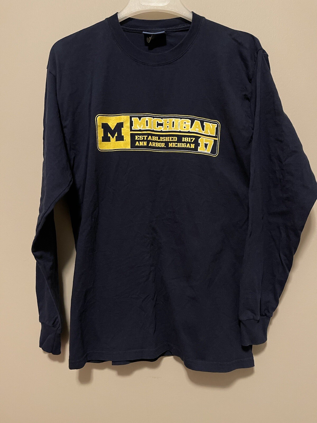 NCAA Ann Arbor Michigan  Long Sleeve T Shirt Large Blue and Gold Sz Lg Excellent