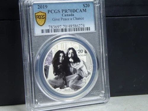 (M-108) Canada 2019 John Lennon - Give Peace a Chance, PCGS PR70DCAM, Perfect!