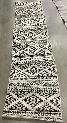 IVORY / BLACK 2' X 9' Pressed Pile Rug, Reduced Price 1172653175 TUL272B-29