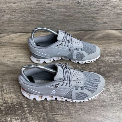 On Cloud 5 Womens US 5 Running Shoes Gray Nimbus Alloy Lace-Up Athletic Sneakers