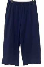 Women Sweatpants Wide Leg Crop Blue High Waist Heavy Measures Small 26W Tags Cut