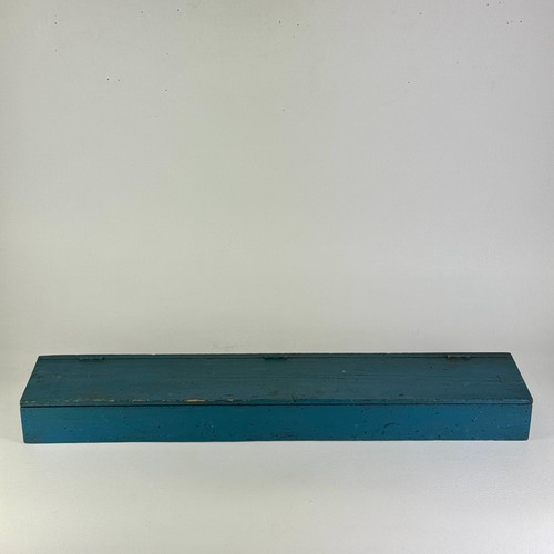 Primitive Americana Wooden Seed Box With 3 Compartments in Gorgeous Teal Blue - Picture 4 of 9