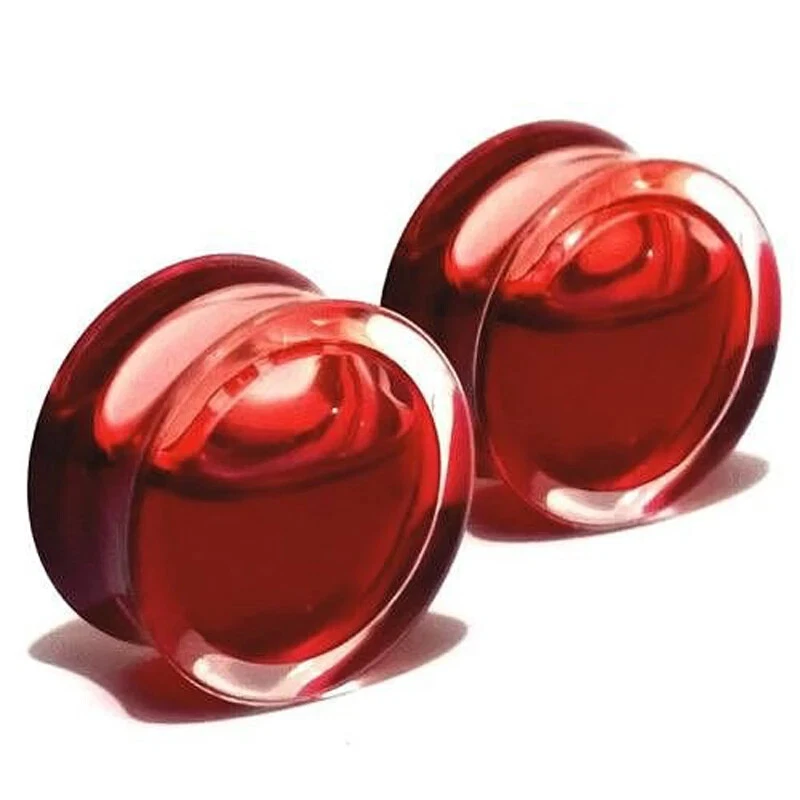 Acrylic Plugs Red Liquid Blood Tunnels Earrings Piercing Expanders Gauge Fashion - Image 2 of 4