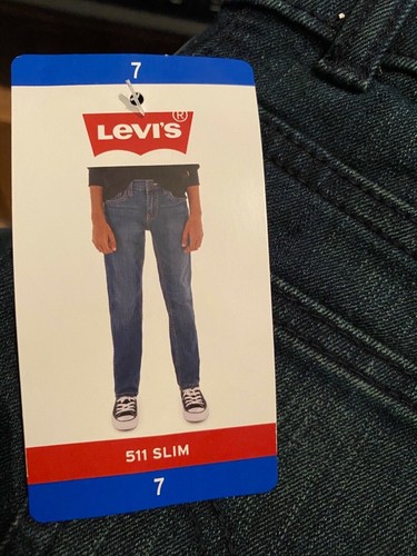 Levi’s 511 Slim Fit Jeans Boys Stretch Dark Blue Size 7 NWT 🌲Gift - Picture 3 of 3