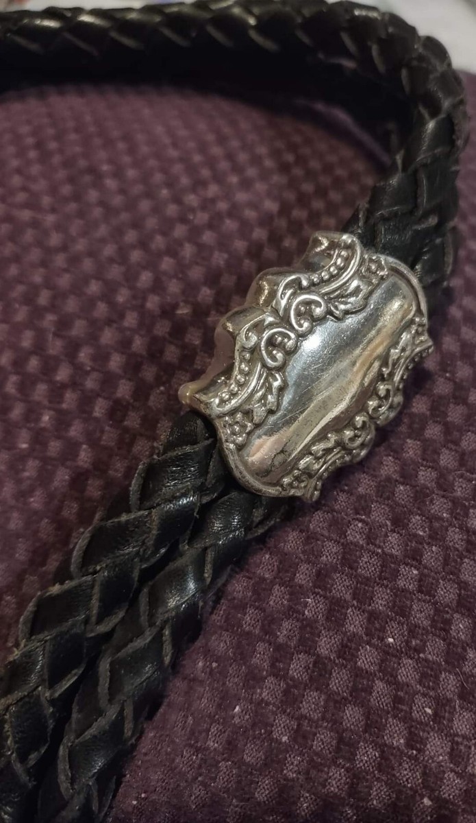 NWT WOOLRICH Women’s black leather braided belt, size XL, silver hardware Vintage Woolrich Braided Black Quality Leather Belt Silver  main image 2