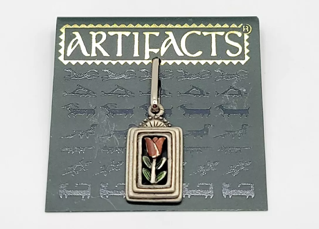 Vintage Tulip Flower Zipper Pull Charm Pendant JJ Jonette Jewelry Artifacts