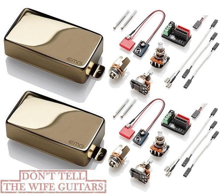 EMG 81 + 60 GOLD ACTIVE SOLDERLESS HUMBUCKER PICKUP SET SHORT