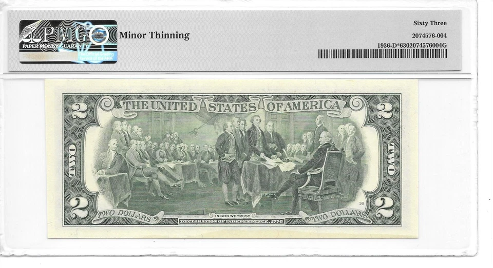 1995*  CLEVELAND MILLENNIUM STAR $2 FRN PMG 63 CHOICE  UNC. "MINOR THINNING" - Image 2 of 2