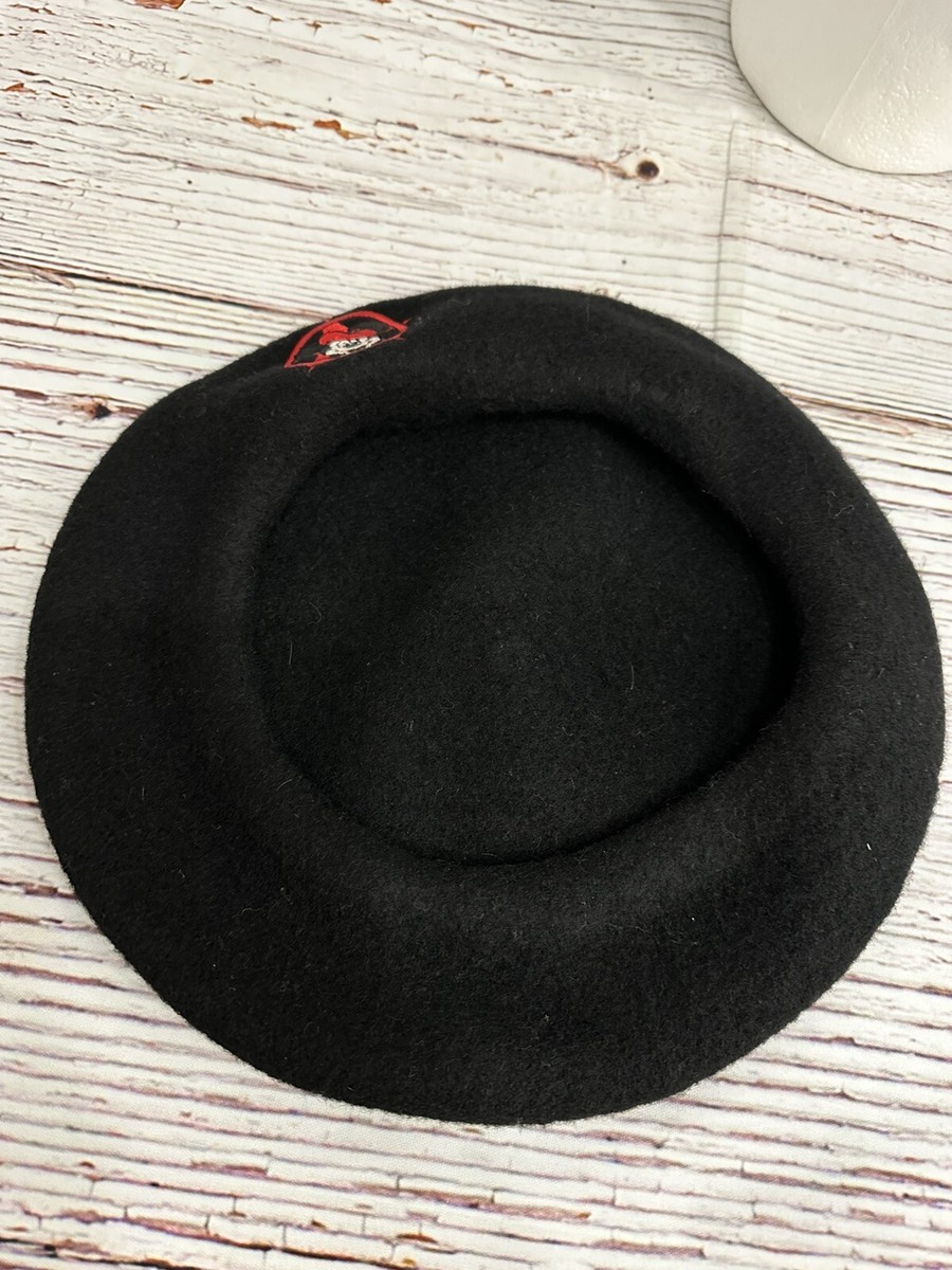 Vintage Mickey Mouse Black Wool Beret Hat Winter Disney  display picture 1