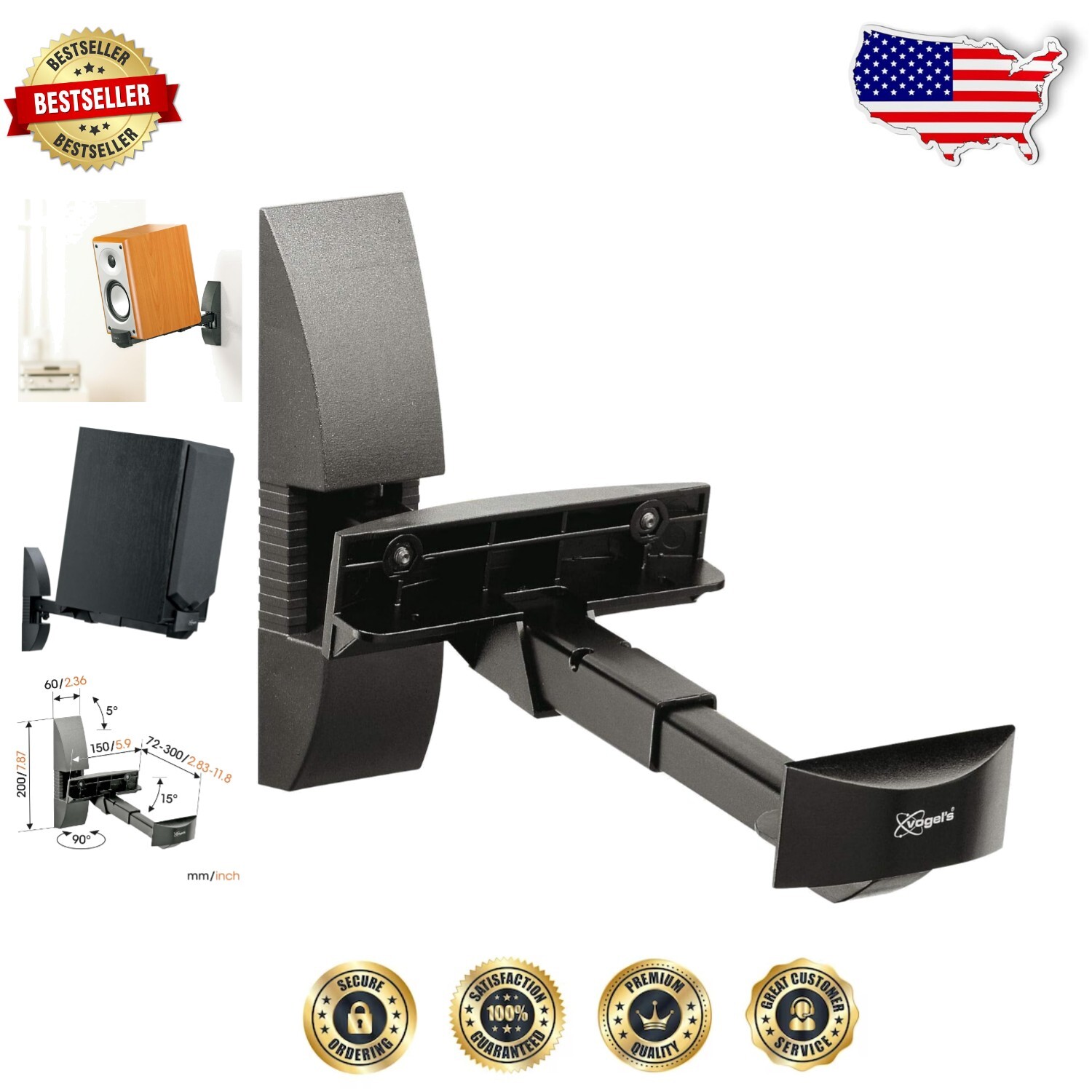 Premium Swiveling Speaker Wall Mounts - 44 lbs Capacity, Easy Installation