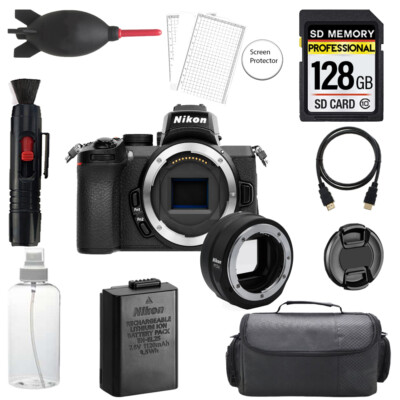 Nikon Z50 Camera w/ FTZ II Mount Adapter+128GB +Bag+ Screen Protector- Basic Kit