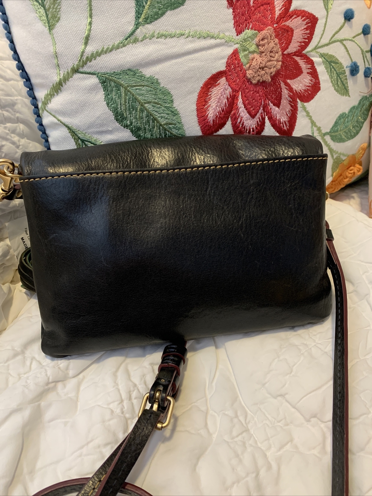 Dooney & Bourke Pebble Grain Leather Fold Over Zip Crossbody Clutch Bag