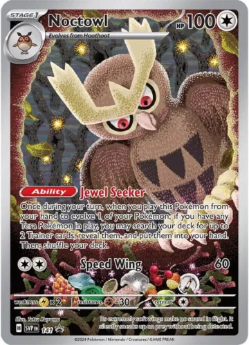Noctowl SVP 141 Stellar Crown Full Art Holo Black Star Promo NM Pokémon TCG