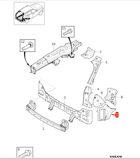 VOLVO XC60 II Rear Body Frame Left Plate 30747182 NEW GENUINE | eBay